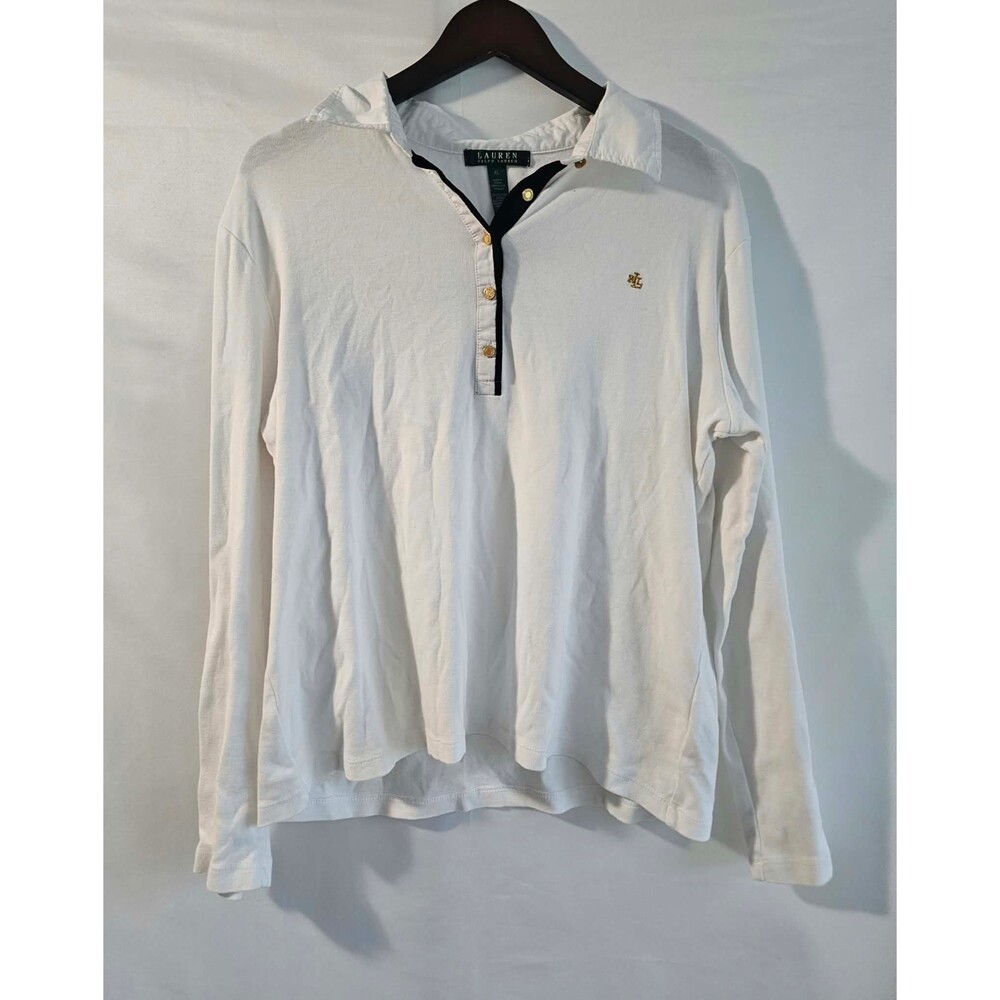 Ralph Lauren White Long Sleeve Polo Shirt XL Preppy